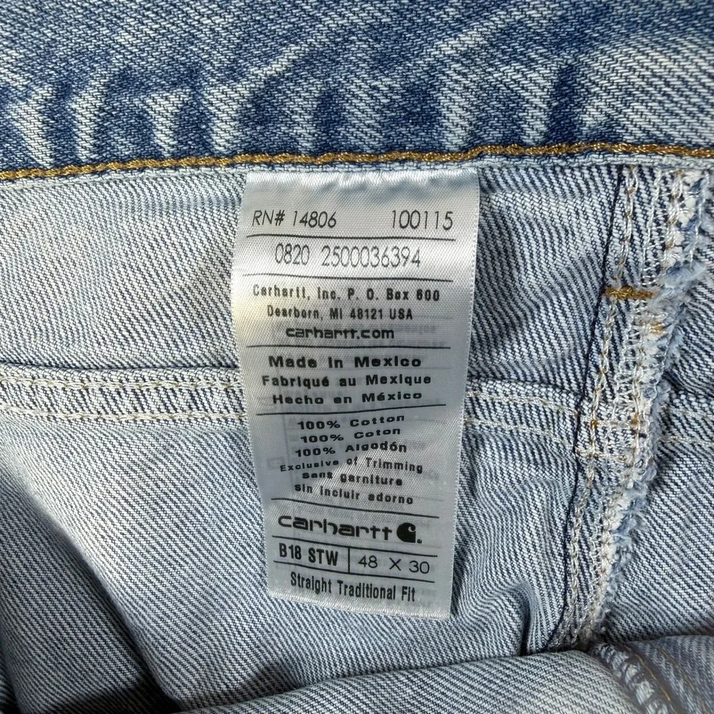 Carhartt‎ B18 Blue Jeans Men's Big & Tall Size 48X30 Straight Traditional Fit
